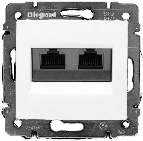 Розетка компьютерная без рамки Legrand Valena 2-м. RJ45+RJ45 5e белый картинка